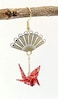 CutieJewelry Crane Origami Bird Fan Dangle Cute Pretty Earrings Red Fan
