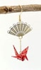 CutieJewelry Crane Origami Bird Fan Dangle Cute Pretty Earrings Red Fan