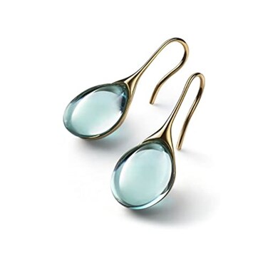 Yocoyee Dainty Water Drop Earrings Multicolor Crystal Teardrop Waterdrop Droplets Shape Earrings for WomenBlue
