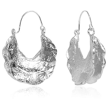 Gdpaddy DAMLENG Simple Fashion Large Vintage Gold Circle Hoop Earrings Boho Irregular Hollow Shield Shape Dangle Drop Earrings for Women Statement Jewelry Gifts Silver