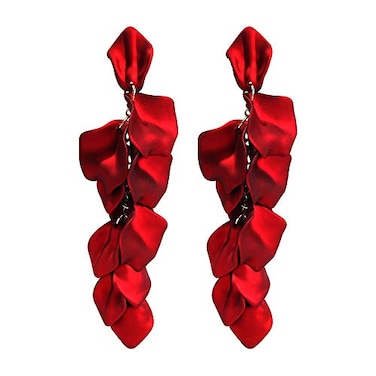 Halawly Dangle Acrylic Petal Earrings Long Drop Rose Flower Earrings for Women