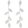 WMM Dangling Leaf Drop Earrings Silver Rhinestone Crystal Long Elegant Bridal Wedding Prom Anniversary Earrings
