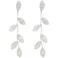 WMM Dangling Leaf Drop Earrings Silver Rhinestone Crystal Long Elegant Bridal Wedding Prom Anniversary Earrings