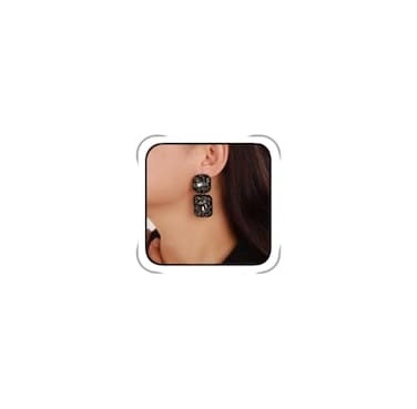 Denifery Vintage Black Rhinestone Statement Earrings Fancy Crystal Rectangle Drop Dangle Earrings Halloween Evening Prom Pageant Earrings for Women