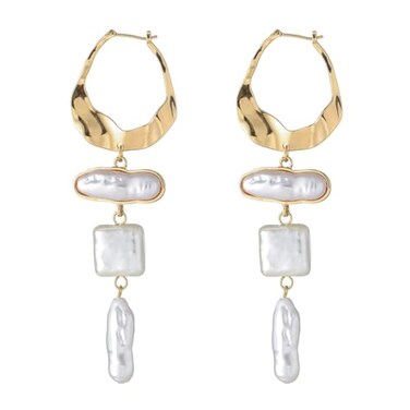 Donabus Statement Pearl Dangle EarringsGold and Large PearlLuxury Chandelier Organic Style Earrings B