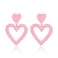 COLORFUL BLING Double Heart Dangle Drop Earring Love Heart Dangle Earrings for Women Valentines Day Mothers Day BirthdayPink