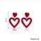 COLORFUL BLING Double Heart Dangle Drop Earring Love Heart Dangle Earrings for Women Valentines Day Mothers Day BirthdayPink