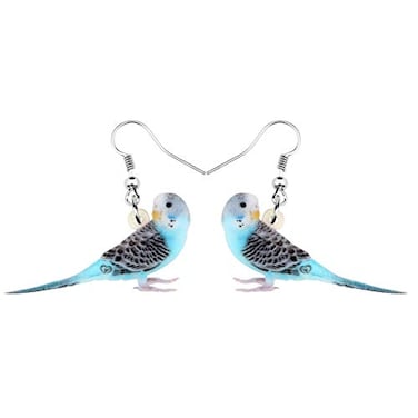 DUOWEI Acrylic Cute Parakeet Parrot Earrings Bird Dangle Jewelry Accessories Gifts for Women Blue