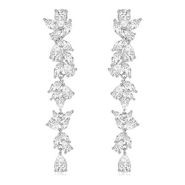EAMTI Wedding Earrings for Women Cubic Zirconia Crystal Chandelier 925 Sterling Silver Post Drop Earring for Bride Bridesmaid