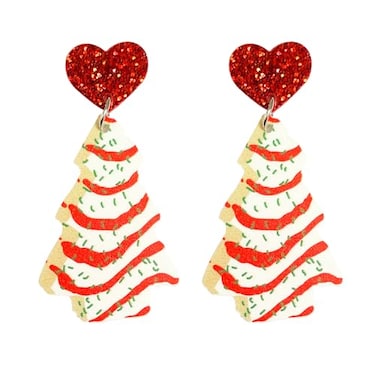Meztole Earrings for Women Christmas Earring Christmas Tree Cake Earrings Xmas Jewelry Stocking Stuffers