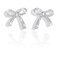 ecozran Silver Bow Earrings for Women Trendy Sparkly Rhinestone Dangle Drop Earrings Lightweight Hypoallergenic Silver Jewelry Perfect for Prom Wedding Party Bow I