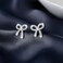 ecozran Silver Bow Earrings for Women Trendy Sparkly Rhinestone Dangle Drop Earrings Lightweight Hypoallergenic Silver Jewelry Perfect for Prom Wedding Party Bow I
