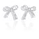 ecozran Silver Bow Earrings for Women Trendy Sparkly Rhinestone Dangle Drop Earrings Lightweight Hypoallergenic Silver Jewelry Perfect for Prom Wedding Party Bow I