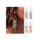 Efdagsad Bead Earrings Set Feather Tassel Gold Boho Ethnic Retro Bohemian Dangle Earring Bead Women Jewelry for Birthday Party Gifts