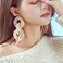 ZMJK Exaggerated Acrylic Dangle Earring Jewelry for Women Irregular Circle Pendant Drop Resin Earrings Beige