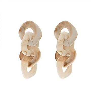 ZMJK Exaggerated Acrylic Dangle Earring Jewelry for Women Irregular Circle Pendant Drop Resin Earrings Beige