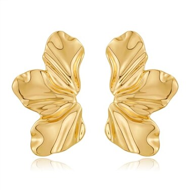 FAUTHENTICUTE Large Gold Statement Earrings For Women Big Flower Dangle Earrings Summer Boho Floral Earrings