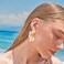 FAUTHENTICUTE Rose Gold Flower Statement Earrings For Women Large Summer Bohemian Striped Sectored Leaf Dangle Earrings