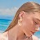 FAUTHENTICUTE Rose Gold Flower Statement Earrings For Women Large Summer Bohemian Striped Sectored Leaf Dangle Earrings