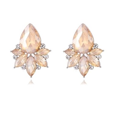 FENBORY Champagne Rhinestone Earrings Fancy Crystal Cluster Earrings Art Decro Drop Earrings for Women