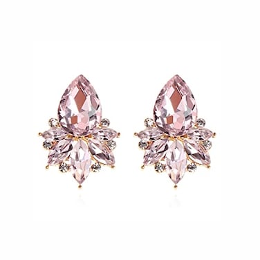 FENBORY Pink Rhinestone Earrings Prom Crystal Cluster Earrings Art Decro Drop Earrings for Women