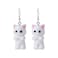 ANZWTLOYY Fuzzy Cat Earrings Cute Kawaii Cat Dangle Drop Earrings for Women White