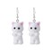 ANZWTLOYY Fuzzy Cat Earrings Cute Kawaii Cat Dangle Drop Earrings for Women White