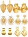 Glenmal 6 Pair Gold Statement Earrings for Women Large Gold Geometric Earrings Woven Twisted Leaf Earring Jewelry Gift Boho Leaf