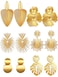 Glenmal 6 Pair Gold Statement Earrings for Women Large Gold Geometric Earrings Woven Twisted Leaf Earring Jewelry Gift Boho Leaf