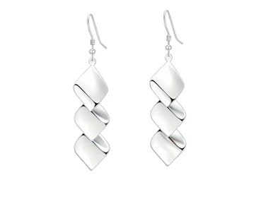 GLPAHA Silver Square Dangle Earrings for women shiny and sharp looking stylish match clothing Lightweight Fashionable 925 Sterling Silver Hooks