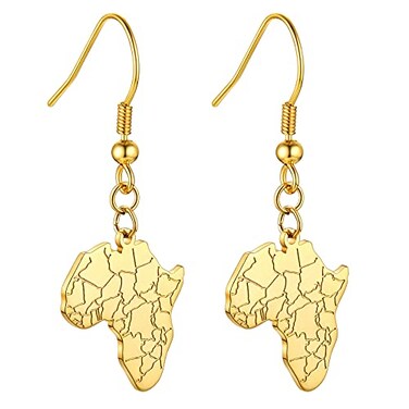 GoldChic Gold African Dangle Earrings Country Map Drop Hoop for Women African Ethnic Jewelry Black History Earrings for African American