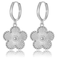 Qinpan Gold Plated Five Leaf Clover Dangle Earrings for Women Lucky Flower Jewelry SilverWhite Gold Plated