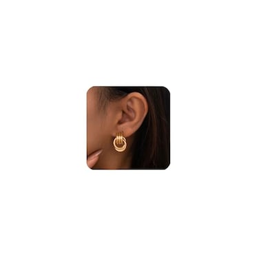 Spiritlele Gold Plated Knot Earrings for Women Chunky Gold Drop Dangle Earring Trendy Golden Knotted Link Earring Jewelry