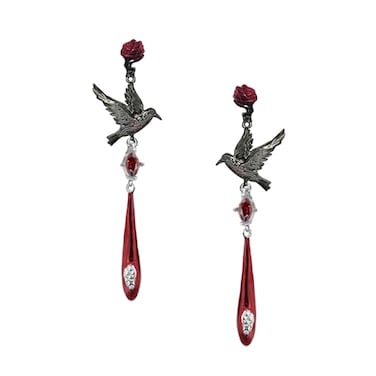 MASW Gothic Crow Earrings Hip Hop Style Rose Accessories Red Drop Earrings Fashionable Womens Accessories M3499