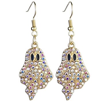 Fuqimanman2020 Halloween Pumpkin Ghost Earrings Sparkly Rhinestone Dangle Earring for WomenGhost