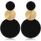 JNONL Handmade Long Round Alloy Dangle Drop Earrings Statement 60s 70s 80s Vintage Gold Disk Round Disc Earrings Boho Lightweight Summer Beach Jewelry Earring for Women Black Gold