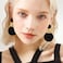JNONL Handmade Long Round Alloy Dangle Drop Earrings Statement 60s 70s 80s Vintage Gold Disk Round Disc Earrings Boho Lightweight Summer Beach Jewelry Earring for Women Black Gold