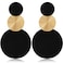 JNONL Handmade Long Round Alloy Dangle Drop Earrings Statement 60s 70s 80s Vintage Gold Disk Round Disc Earrings Boho Lightweight Summer Beach Jewelry Earring for Women Black Gold