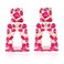 ATIMIGO Hot Pink Rhinestone Rectangle Dangle Earrings Trendy Sparkly Crystal Geometric Drop Statement Earrings hypoallergenic for Women