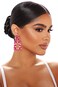 ATIMIGO Hot Pink Rhinestone Rectangle Dangle Earrings Trendy Sparkly Crystal Geometric Drop Statement Earrings hypoallergenic for Women