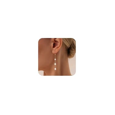 Hothrty Gold Pearl Earring for Woman Trendy Gold Dangle Aesthetic Dainty Pearl Drop Earrings for Woman Gift and Wedding