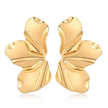 EXPHAIN Irregular Petal Earring For Women Stainless Steel Unique Statement Flower Dangle Earrings Trendy Jewelry Gift GoldLarge