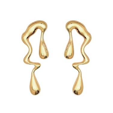 FUTIMELY Irregular Waterdrop Earrings for Women Gold Liquid Punk Boho Teardrop Statement Dangle Drop Earrings Gold