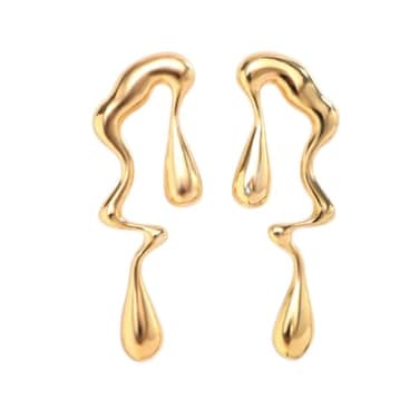MIFYNN Irregular WaterDrop Earrings Melted Liquid Irregular Stainless Steel Earrings Embrace Minimalist Earrings Statement Earrings for Women Gold
