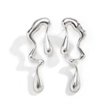 MIFYNN Irregular WaterDrop Earrings Melted Liquid Irregular Stainless Steel Earrings Embrace Minimalist Earrings Statement Earrings for Women Silver