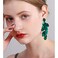 Just Follow Long Acrylic Rose Petal Earrings Dangle Exaggerated Flower Drop Statement Floral Tassel Earring for Women Dark Green