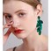 Just Follow Long Acrylic Rose Petal Earrings Dangle Exaggerated Flower Drop Statement Floral Tassel Earring for Women Dark Green