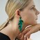 Just Follow Long Acrylic Rose Petal Earrings Dangle Exaggerated Flower Drop Statement Floral Tassel Earring for Women Dark Green