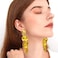 Just Follow Long Acrylic Rose Petal Earrings Dangle Exaggerated Flower Drop Statement Floral Tassel Earring for Women Gold