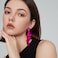Just Follow Long Acrylic Rose Petal Earrings Dangle Exaggerated Flower Drop Statement Floral Tassel Earring for Women Pearlescent Hot Pink